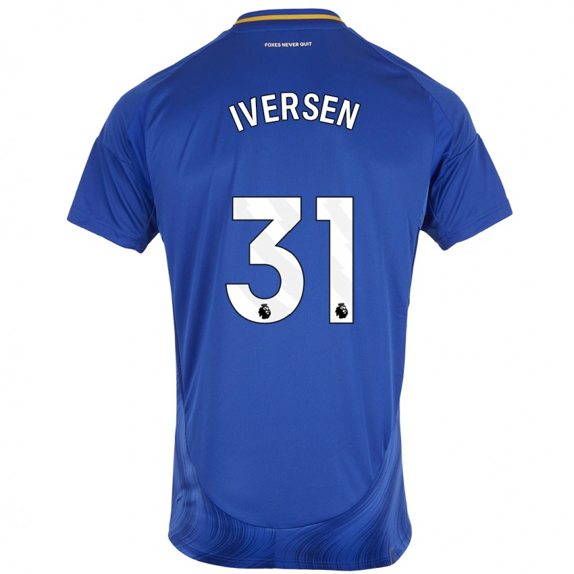 Danxen Mænd Daniel Iversen #31 Blå Hvid Hjemmebane Spillertrøjer 2024/25 Trøje T-Shirt