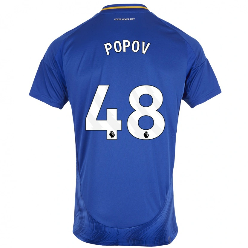 Danxen Mænd Chris Popov #48 Blå Hvid Hjemmebane Spillertrøjer 2024/25 Trøje T-Shirt