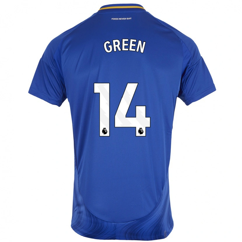 Danxen Mænd Josie Green #14 Blå Hvid Hjemmebane Spillertrøjer 2024/25 Trøje T-Shirt