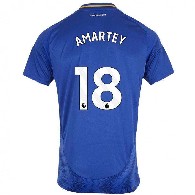 Danxen Mænd Daniel Amartey #18 Blå Hvid Hjemmebane Spillertrøjer 2024/25 Trøje T-Shirt