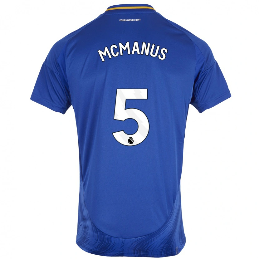 Danxen Mænd Abbie Mcmanus #5 Blå Hvid Hjemmebane Spillertrøjer 2024/25 Trøje T-Shirt