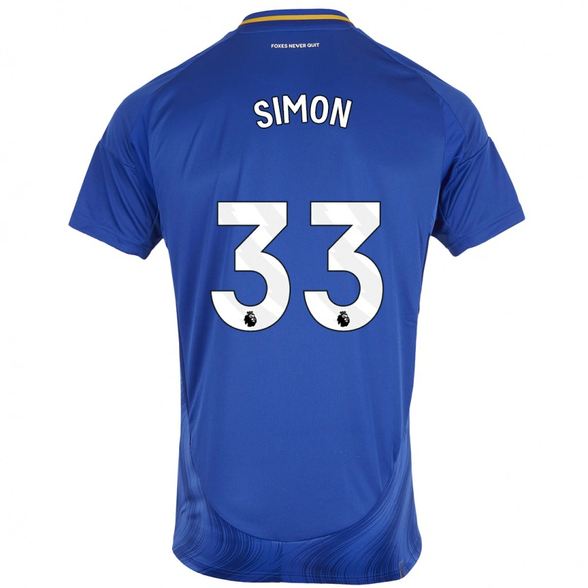Danxen Mænd Erin Simon #33 Blå Hvid Hjemmebane Spillertrøjer 2024/25 Trøje T-Shirt