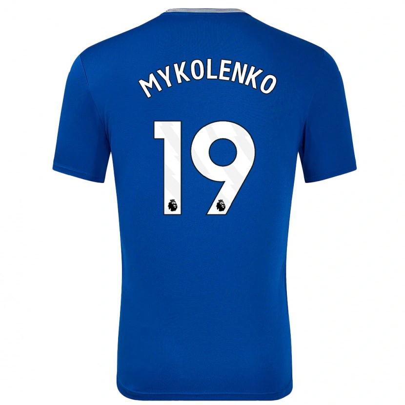 Danxen Mænd Vitaliy Mykolenko #19 Blå Med Hjemmebane Spillertrøjer 2024/25 Trøje T-Shirt