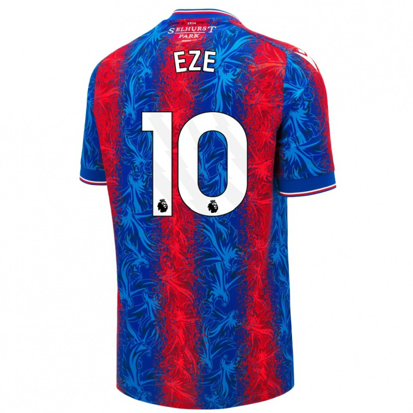 Danxen Mænd Eberechi Eze #10 Røde Blå Striber Hjemmebane Spillertrøjer 2024/25 Trøje T-Shirt