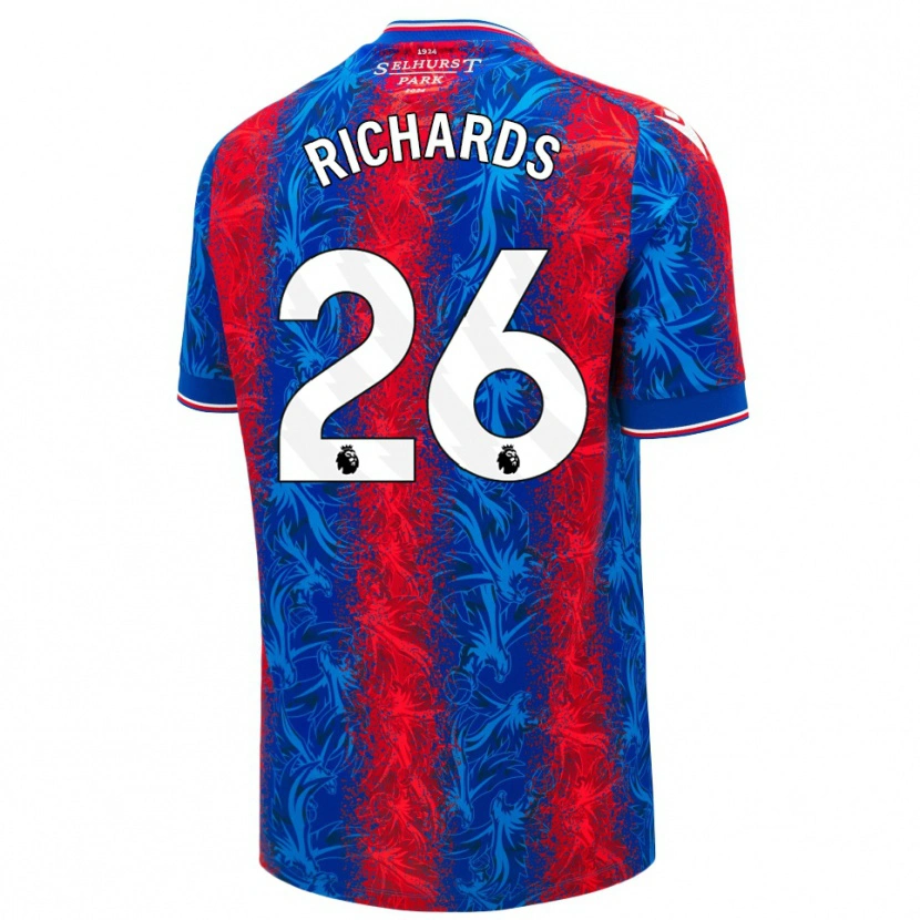 Danxen Mænd Chris Richards #26 Røde Blå Striber Hjemmebane Spillertrøjer 2024/25 Trøje T-Shirt