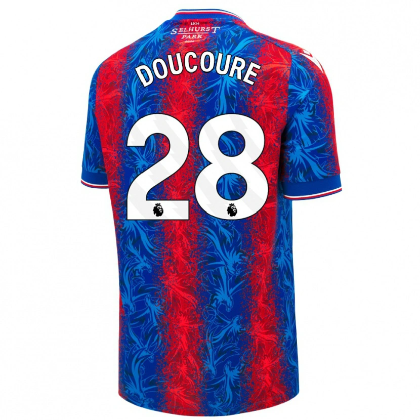 Danxen Mænd Cheick Doucouré #28 Røde Blå Striber Hjemmebane Spillertrøjer 2024/25 Trøje T-Shirt