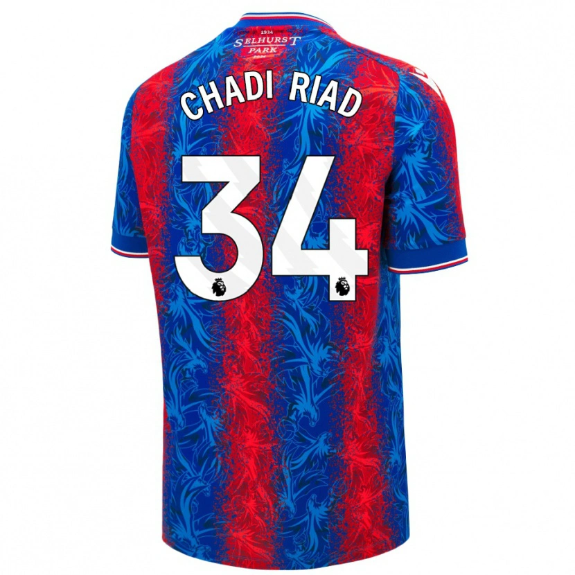 Danxen Mænd Chadi Riad #34 Røde Blå Striber Hjemmebane Spillertrøjer 2024/25 Trøje T-Shirt