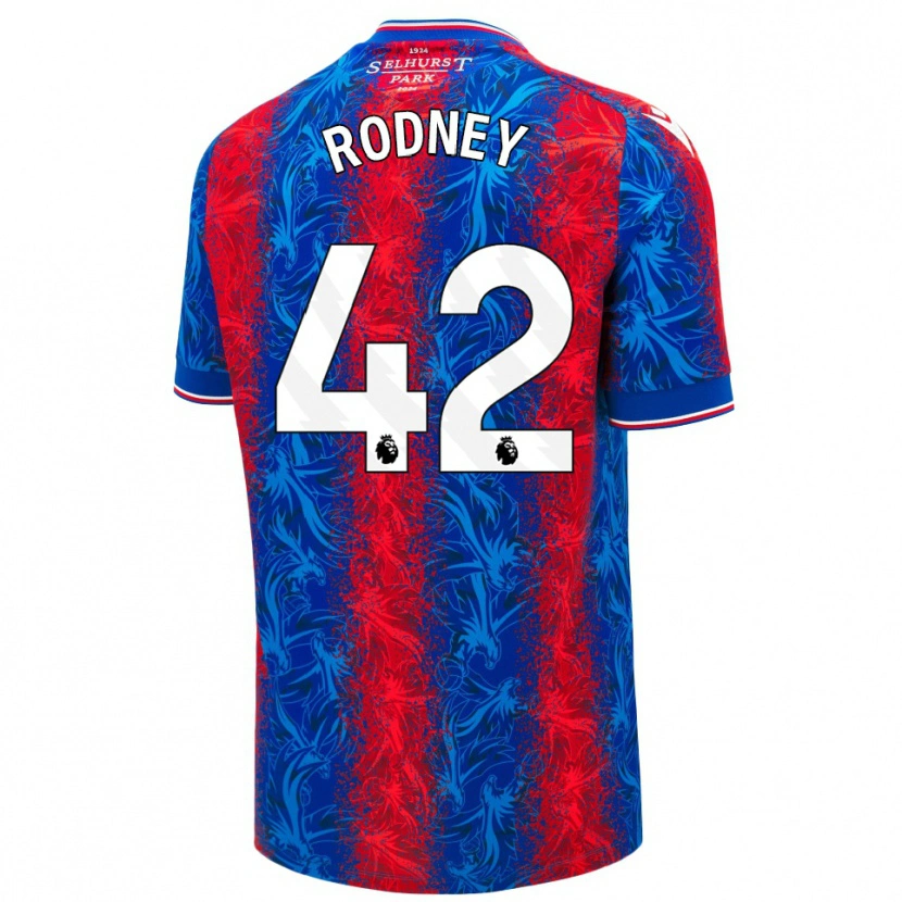 Danxen Mænd Kaden Rodney #42 Røde Blå Striber Hjemmebane Spillertrøjer 2024/25 Trøje T-Shirt
