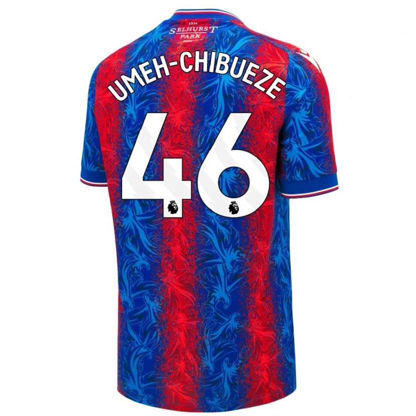 Danxen Mænd Franco Umeh-Chibueze #46 Røde Blå Striber Hjemmebane Spillertrøjer 2024/25 Trøje T-Shirt