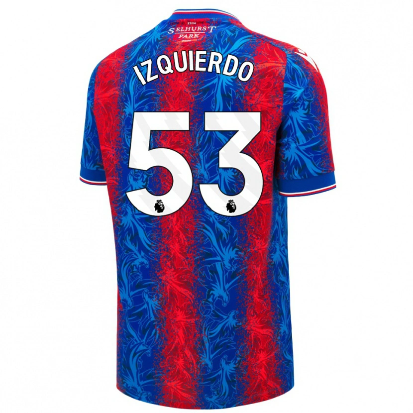 Danxen Mænd Jackson Izquierdo #53 Røde Blå Striber Hjemmebane Spillertrøjer 2024/25 Trøje T-Shirt