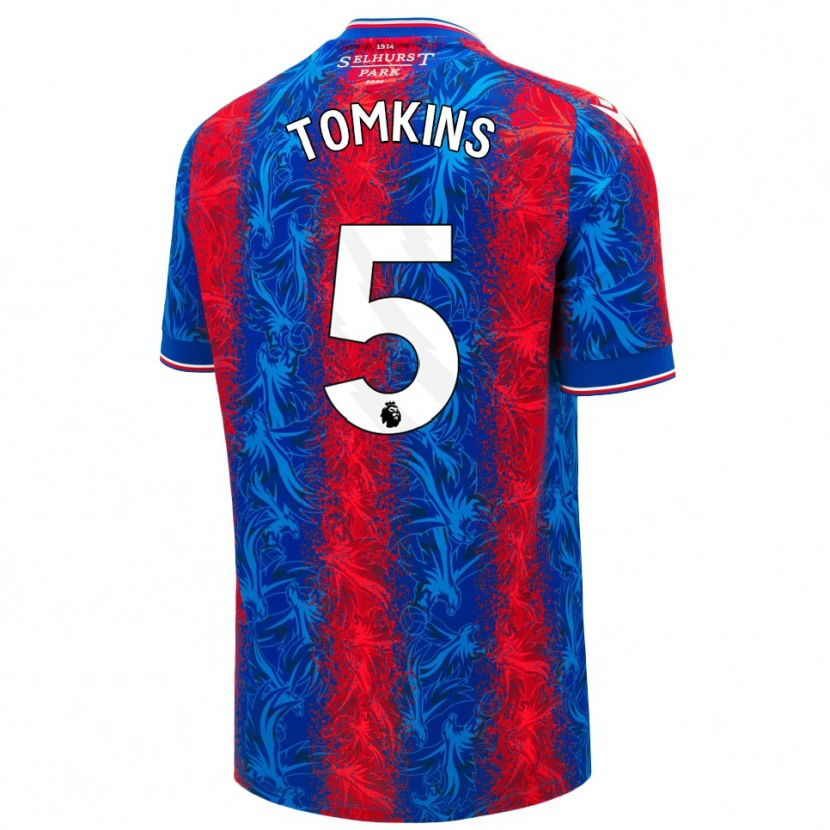 Danxen Mænd James Tomkins #5 Røde Blå Striber Hjemmebane Spillertrøjer 2024/25 Trøje T-Shirt