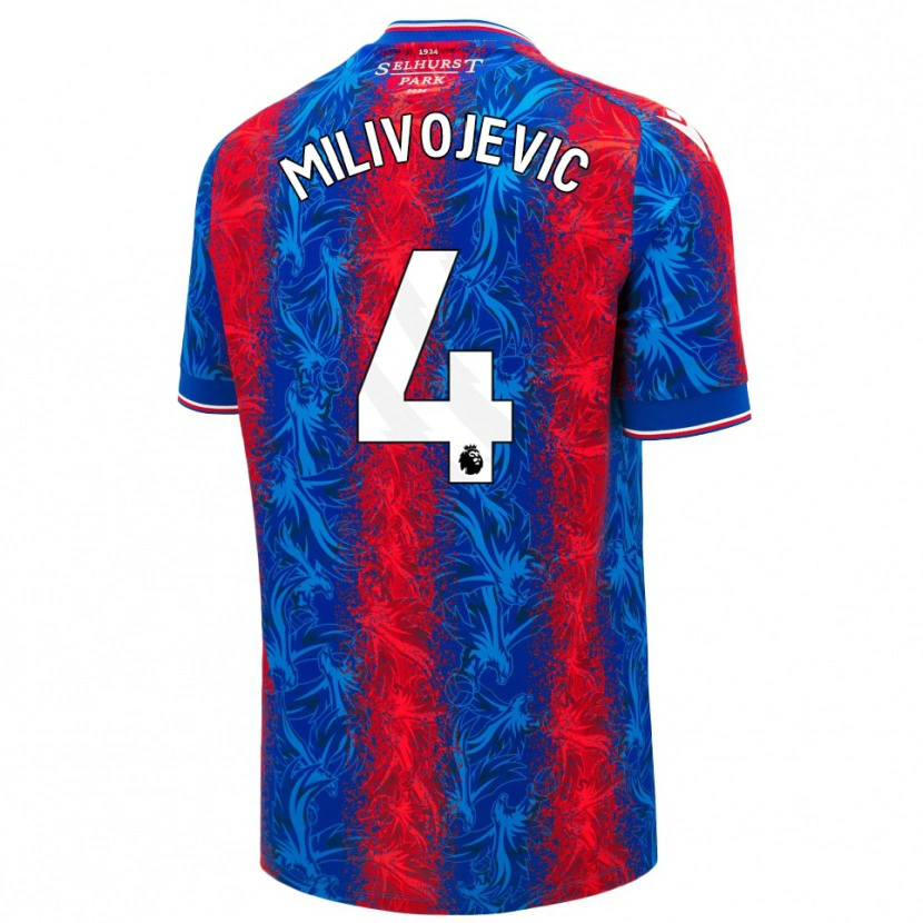 Danxen Mænd Luka Milivojevic #4 Røde Blå Striber Hjemmebane Spillertrøjer 2024/25 Trøje T-Shirt