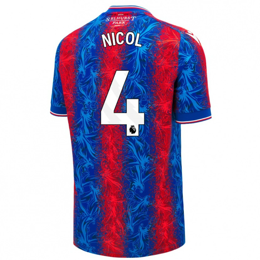 Danxen Mænd Leigh Nicol #4 Røde Blå Striber Hjemmebane Spillertrøjer 2024/25 Trøje T-Shirt