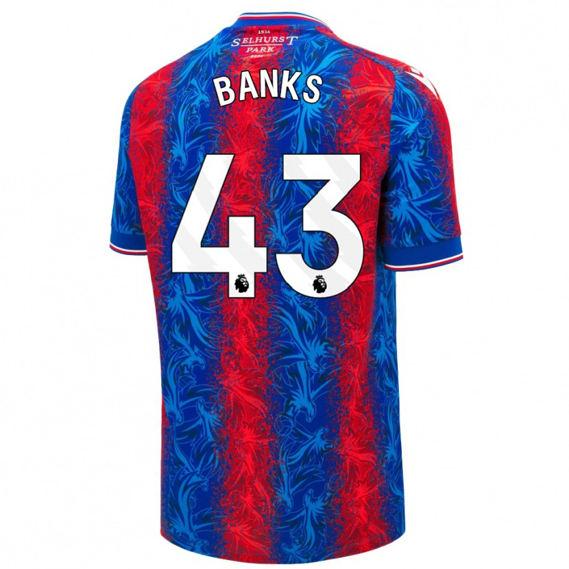 Danxen Mænd Scott Banks #43 Røde Blå Striber Hjemmebane Spillertrøjer 2024/25 Trøje T-Shirt