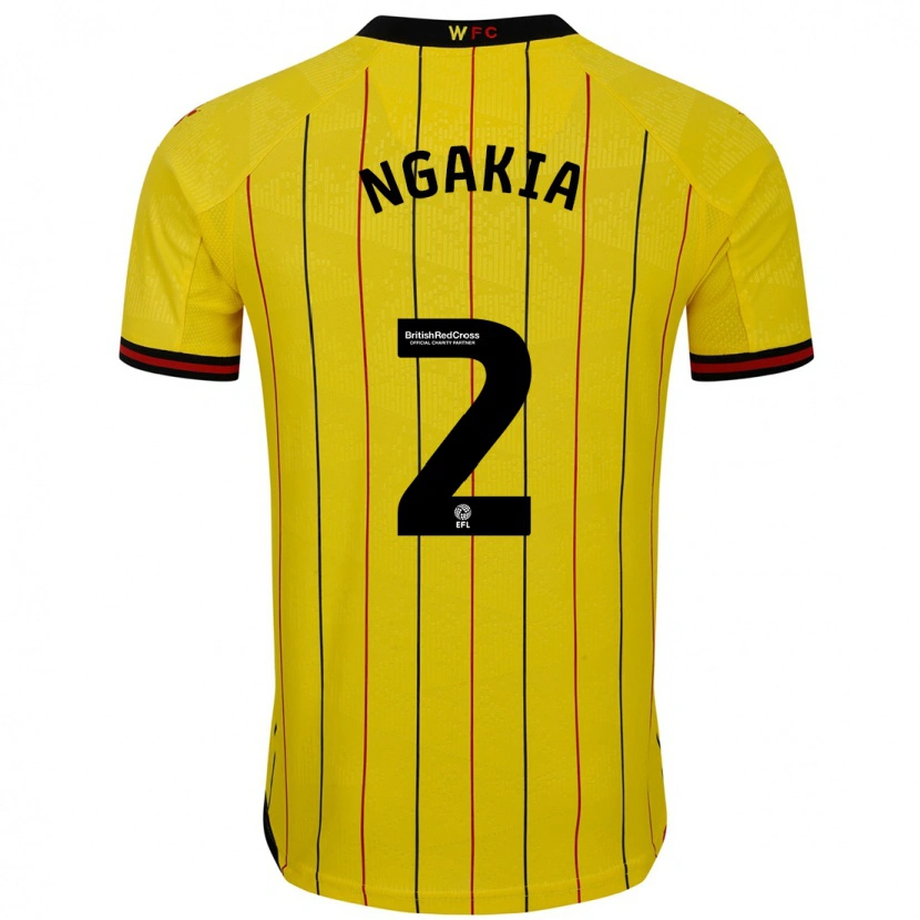 Danxen Mænd Jeremy Ngakia #2 Gul Sort Hjemmebane Spillertrøjer 2024/25 Trøje T-Shirt