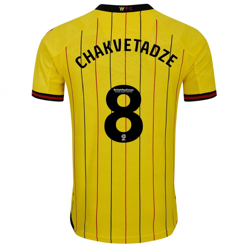 Danxen Mænd Giorgi Chakvetadze #8 Gul Sort Hjemmebane Spillertrøjer 2024/25 Trøje T-Shirt