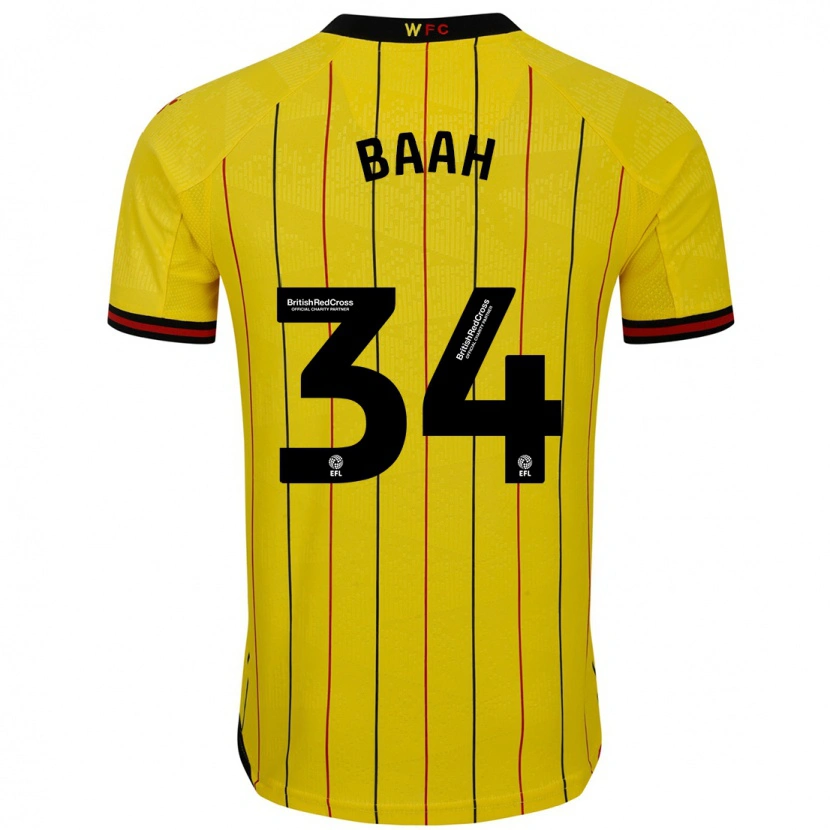 Danxen Mænd Kwadwo Baah #34 Gul Sort Hjemmebane Spillertrøjer 2024/25 Trøje T-Shirt