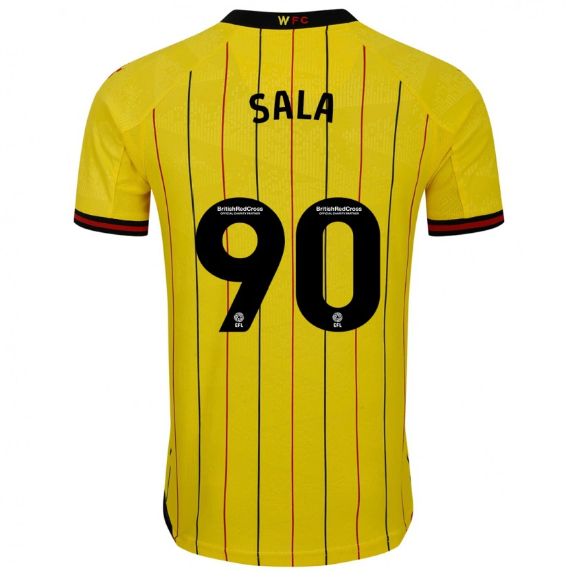 Danxen Mænd Joel Sala #90 Gul Sort Hjemmebane Spillertrøjer 2024/25 Trøje T-Shirt