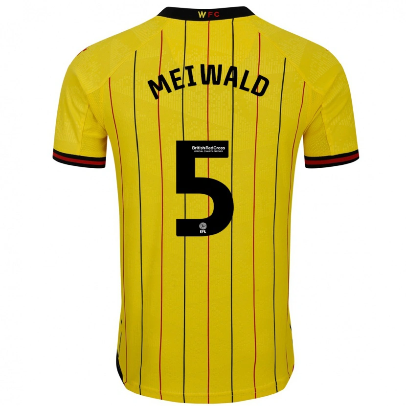 Danxen Mænd Anne Meiwald #5 Gul Sort Hjemmebane Spillertrøjer 2024/25 Trøje T-Shirt