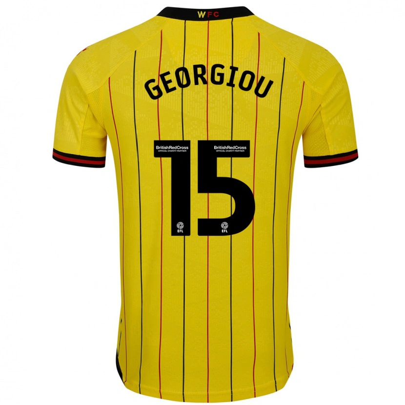 Danxen Mænd Andria Georgiou #15 Gul Sort Hjemmebane Spillertrøjer 2024/25 Trøje T-Shirt