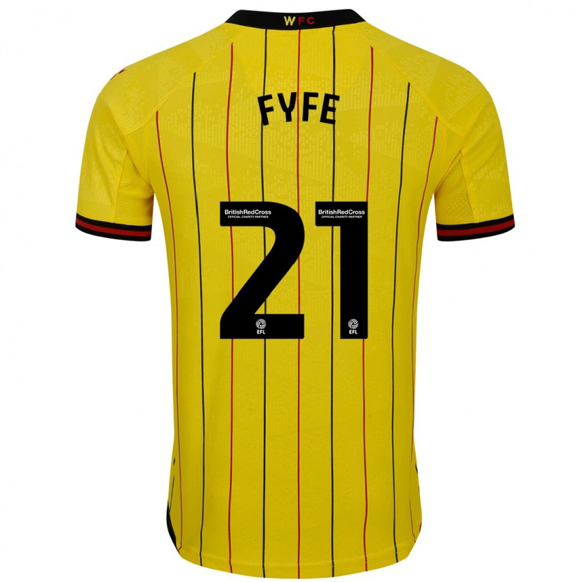 Danxen Mænd Flo Fyfe #21 Gul Sort Hjemmebane Spillertrøjer 2024/25 Trøje T-Shirt