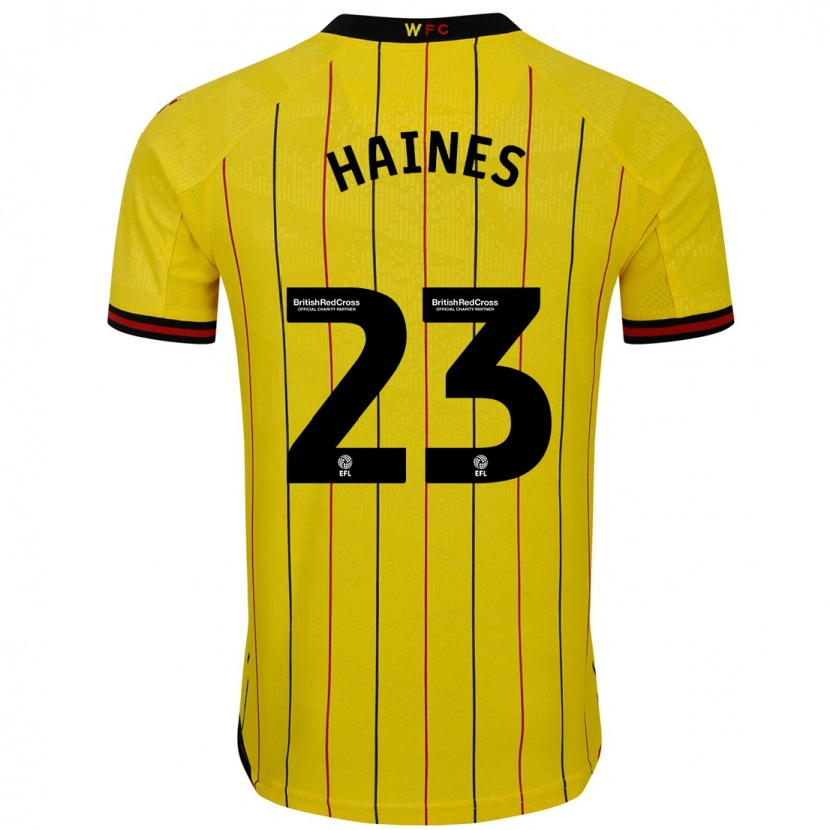 Danxen Mænd Coral-Jade Haines #23 Gul Sort Hjemmebane Spillertrøjer 2024/25 Trøje T-Shirt