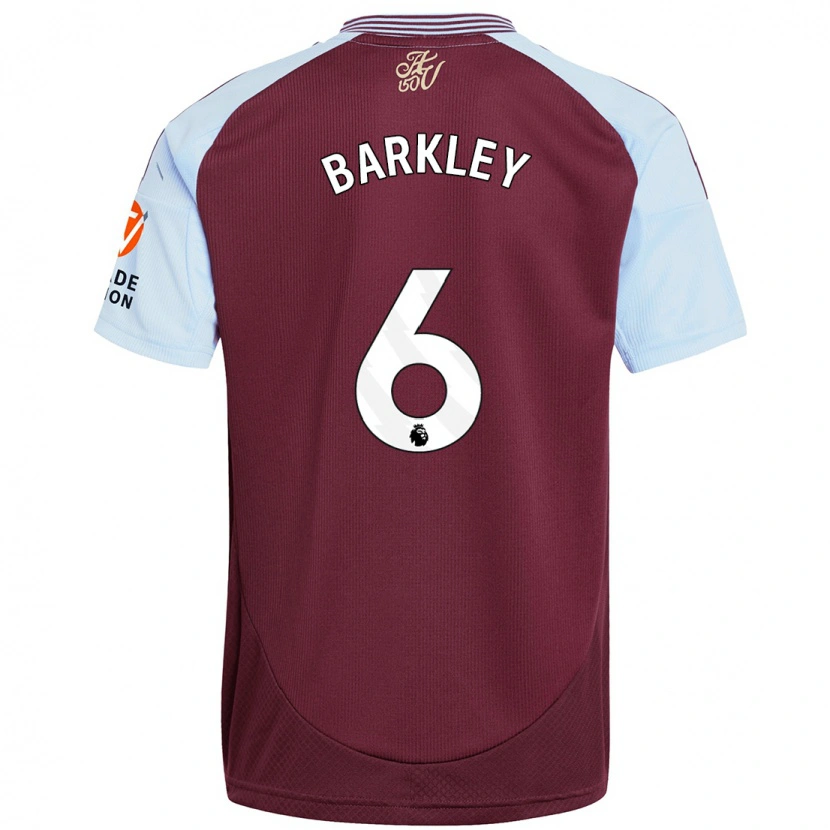 Danxen Mænd Ross Barkley #6 Burgund Himmelblå Hjemmebane Spillertrøjer 2024/25 Trøje T-Shirt
