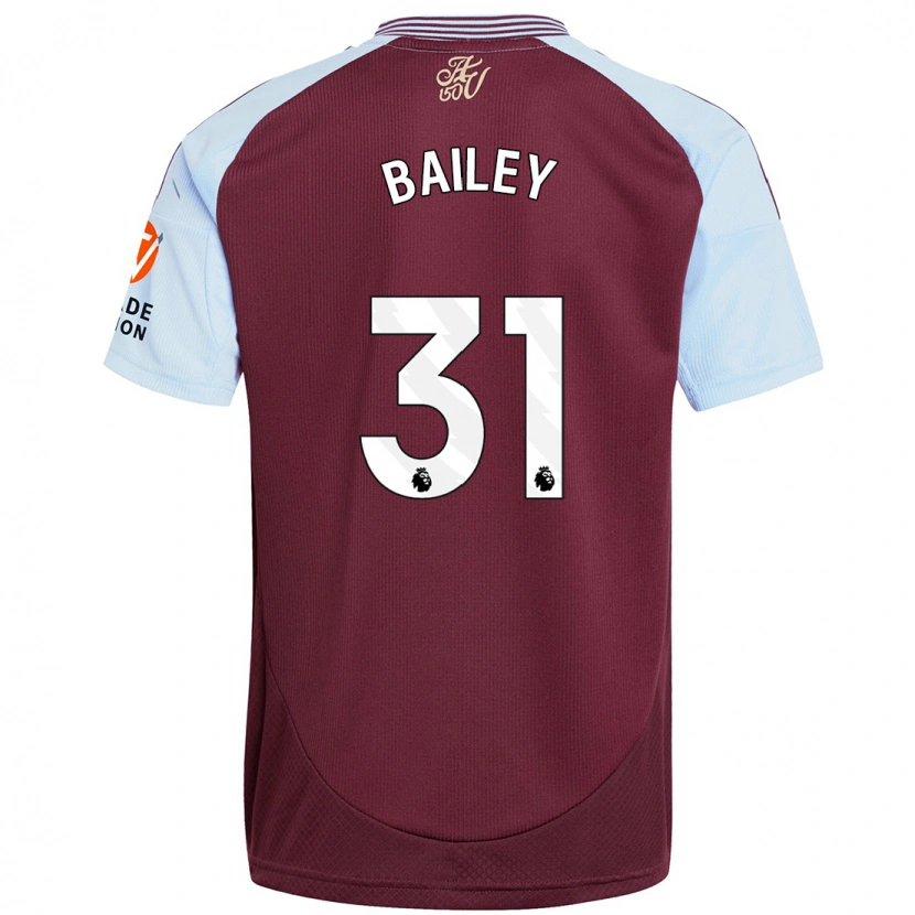 Danxen Mænd Leon Bailey #31 Burgund Himmelblå Hjemmebane Spillertrøjer 2024/25 Trøje T-Shirt