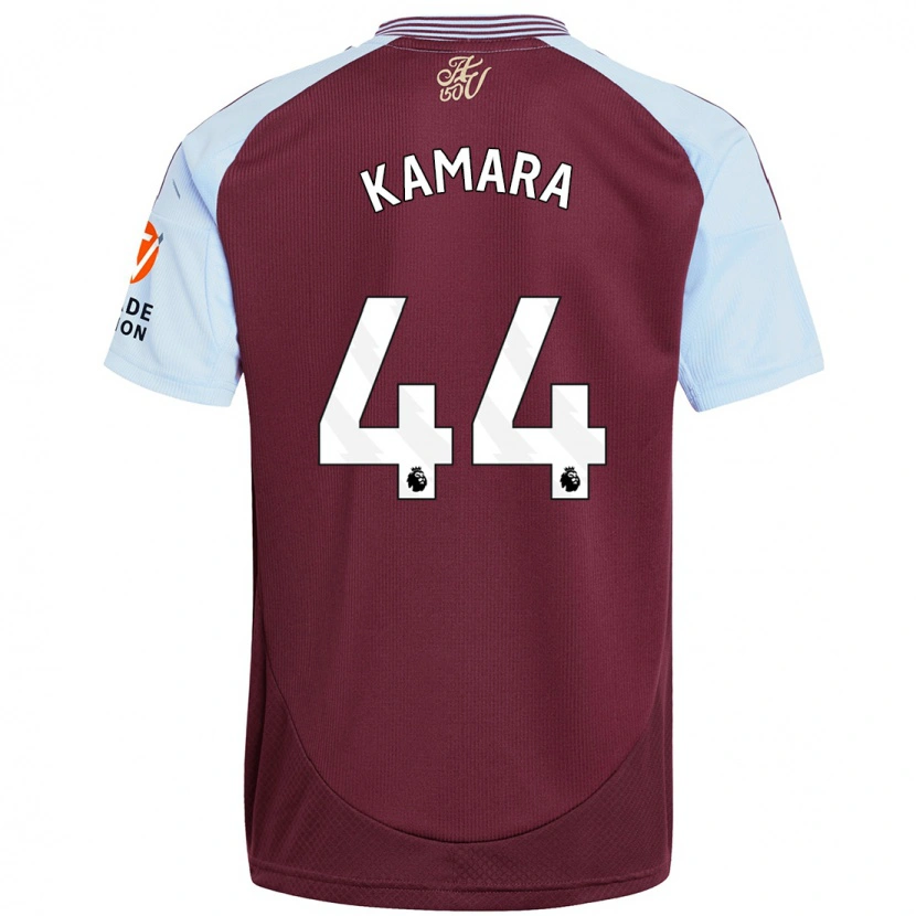 Danxen Mænd Boubacar Kamara #44 Burgund Himmelblå Hjemmebane Spillertrøjer 2024/25 Trøje T-Shirt
