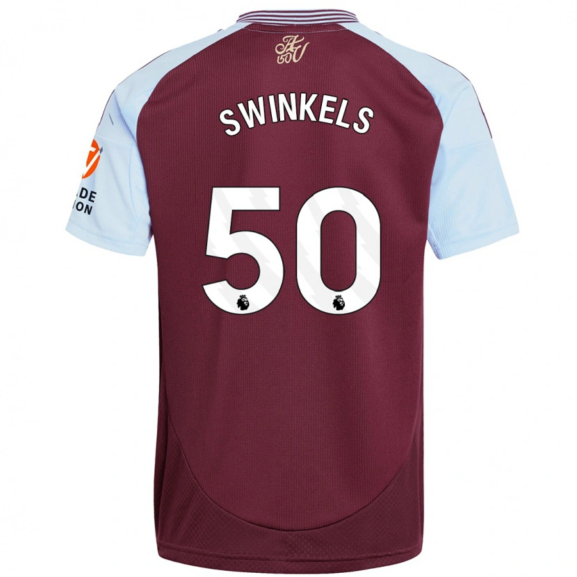 Danxen Mænd Sil Swinkels #50 Burgund Himmelblå Hjemmebane Spillertrøjer 2024/25 Trøje T-Shirt