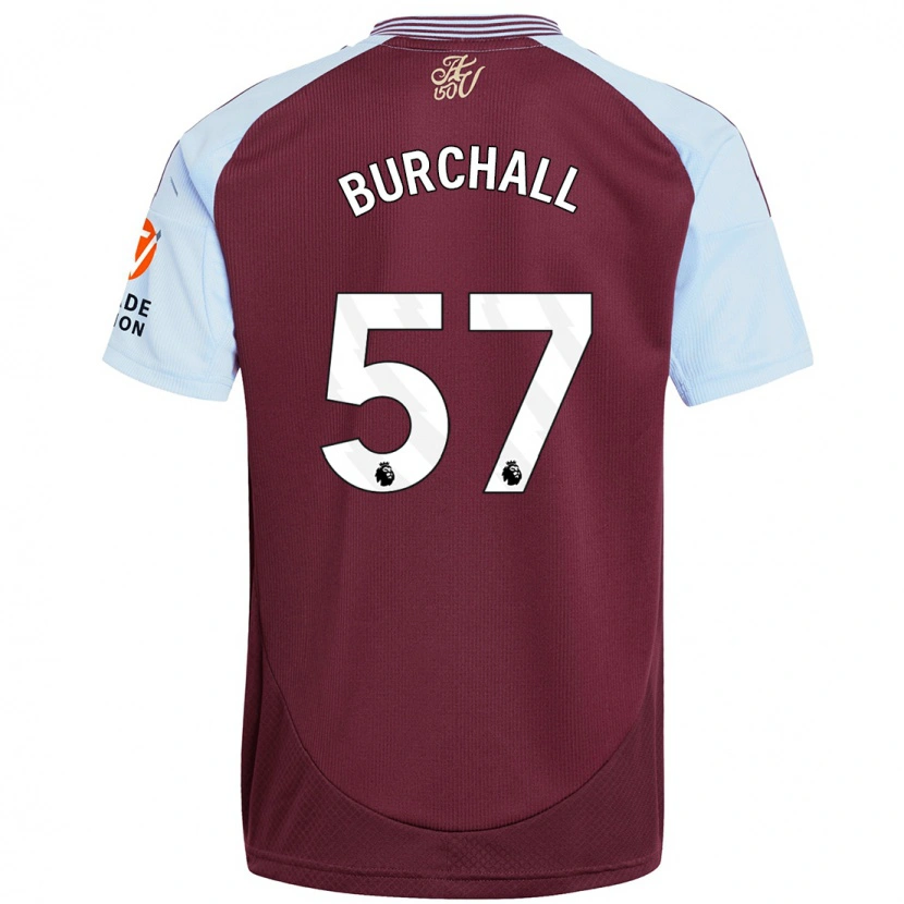Danxen Mænd Ajani Burchall #57 Burgund Himmelblå Hjemmebane Spillertrøjer 2024/25 Trøje T-Shirt
