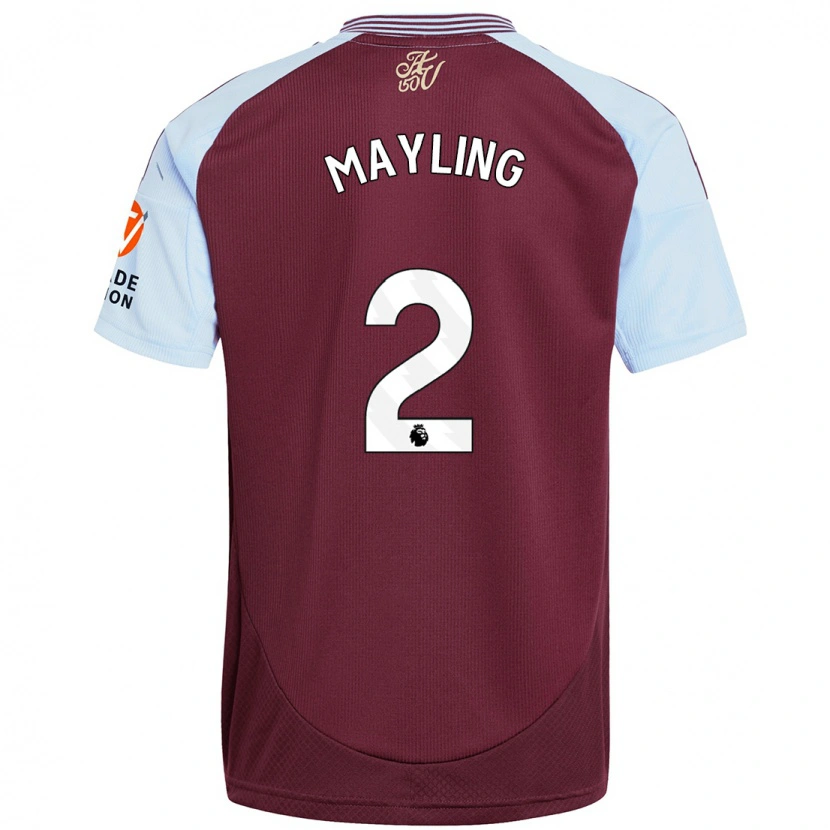 Danxen Mænd Sarah Mayling #2 Burgund Himmelblå Hjemmebane Spillertrøjer 2024/25 Trøje T-Shirt