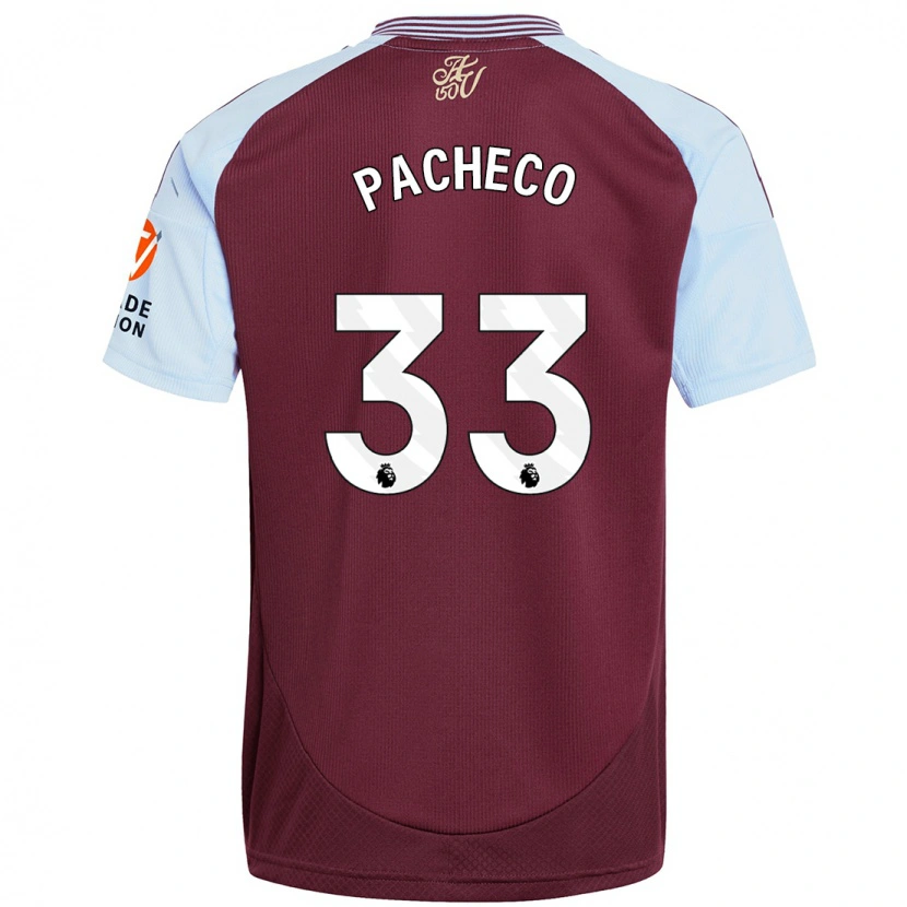 Danxen Mænd Maz Pacheco #33 Burgund Himmelblå Hjemmebane Spillertrøjer 2024/25 Trøje T-Shirt