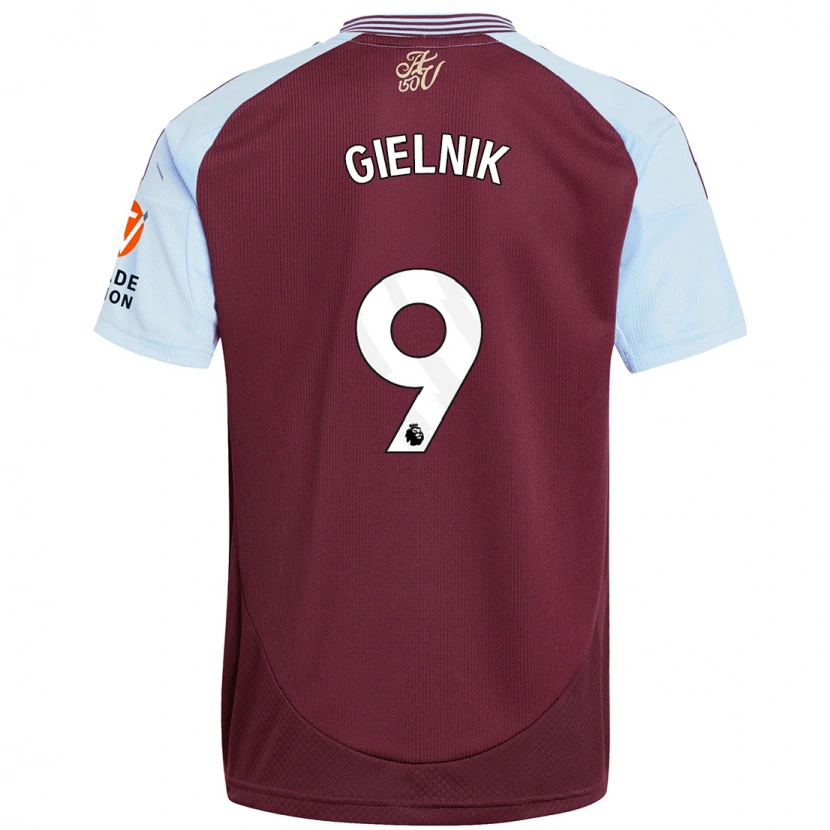 Danxen Mænd Emily Gielnik #9 Burgund Himmelblå Hjemmebane Spillertrøjer 2024/25 Trøje T-Shirt