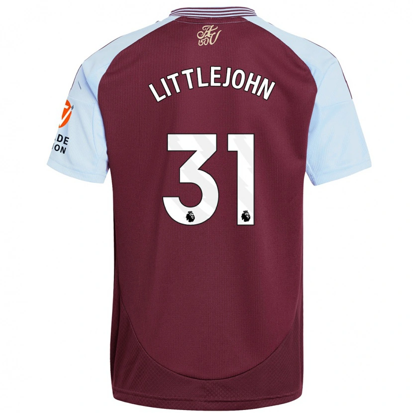 Danxen Mænd Ruesha Littlejohn #31 Burgund Himmelblå Hjemmebane Spillertrøjer 2024/25 Trøje T-Shirt