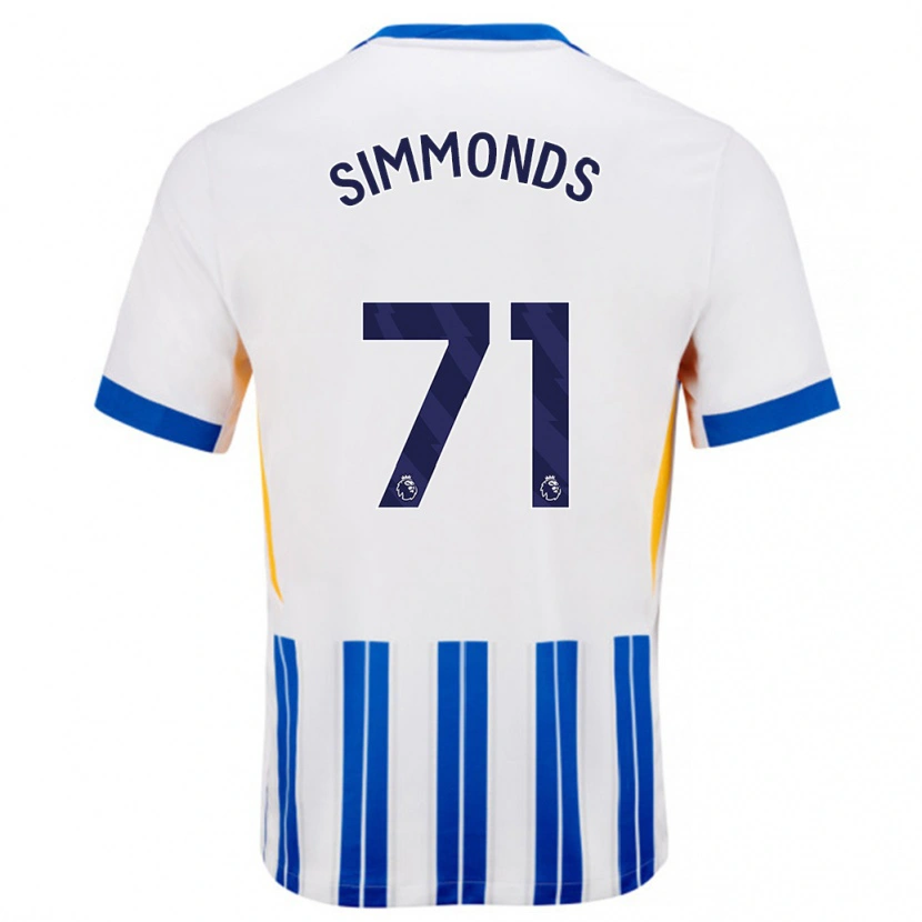 Danxen Mænd Freddie Simmonds #71 Hvide Blå Nålestriber Hjemmebane Spillertrøjer 2024/25 Trøje T-Shirt