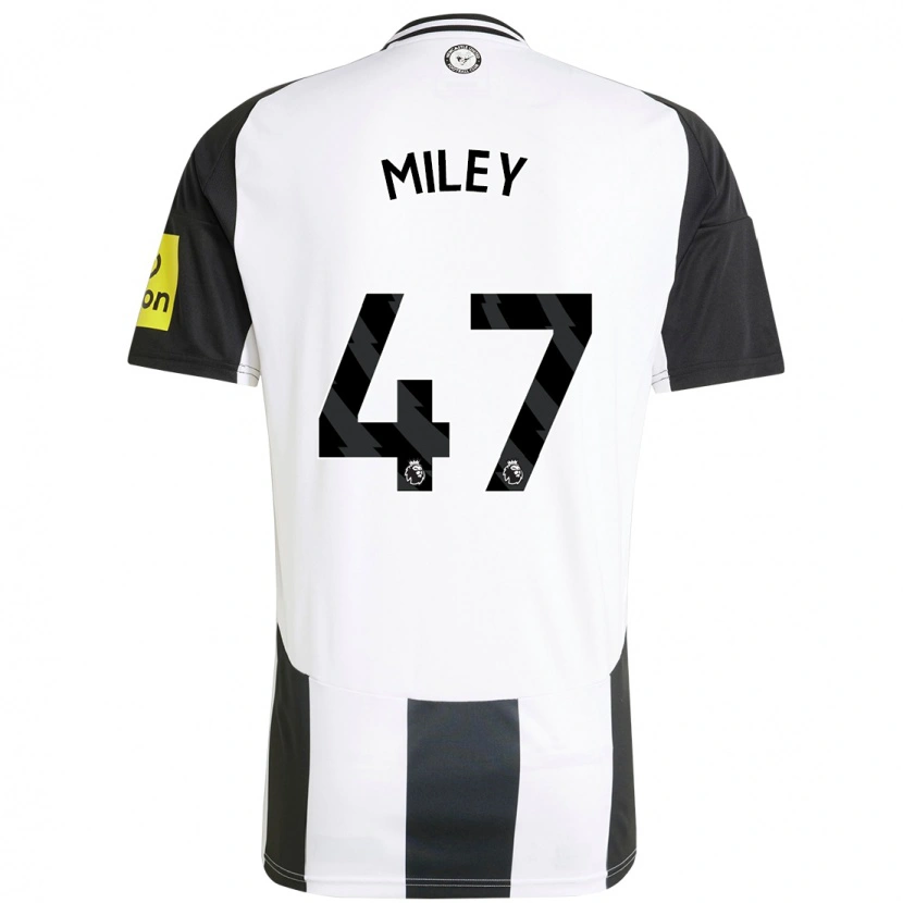 Danxen Mænd Jamie Miley #47 Hvid Sort Hjemmebane Spillertrøjer 2024/25 Trøje T-Shirt
