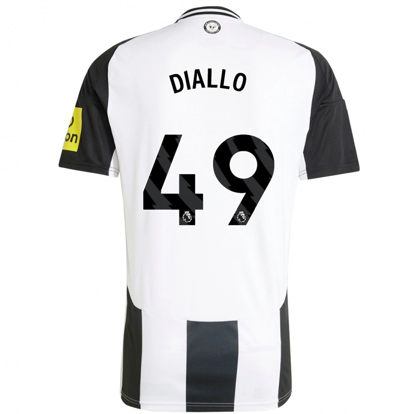 Danxen Mænd Amadou Diallo #49 Hvid Sort Hjemmebane Spillertrøjer 2024/25 Trøje T-Shirt