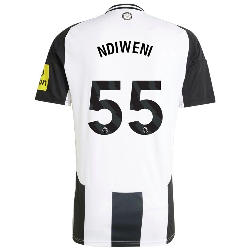 Danxen Mænd Michael Ndiweni #55 Hvid Sort Hjemmebane Spillertrøjer 2024/25 Trøje T-Shirt