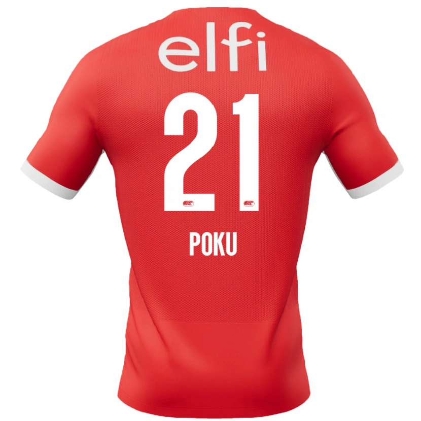 Danxen Mænd Ernest Poku #21 Rød Hvid Hjemmebane Spillertrøjer 2024/25 Trøje T-Shirt