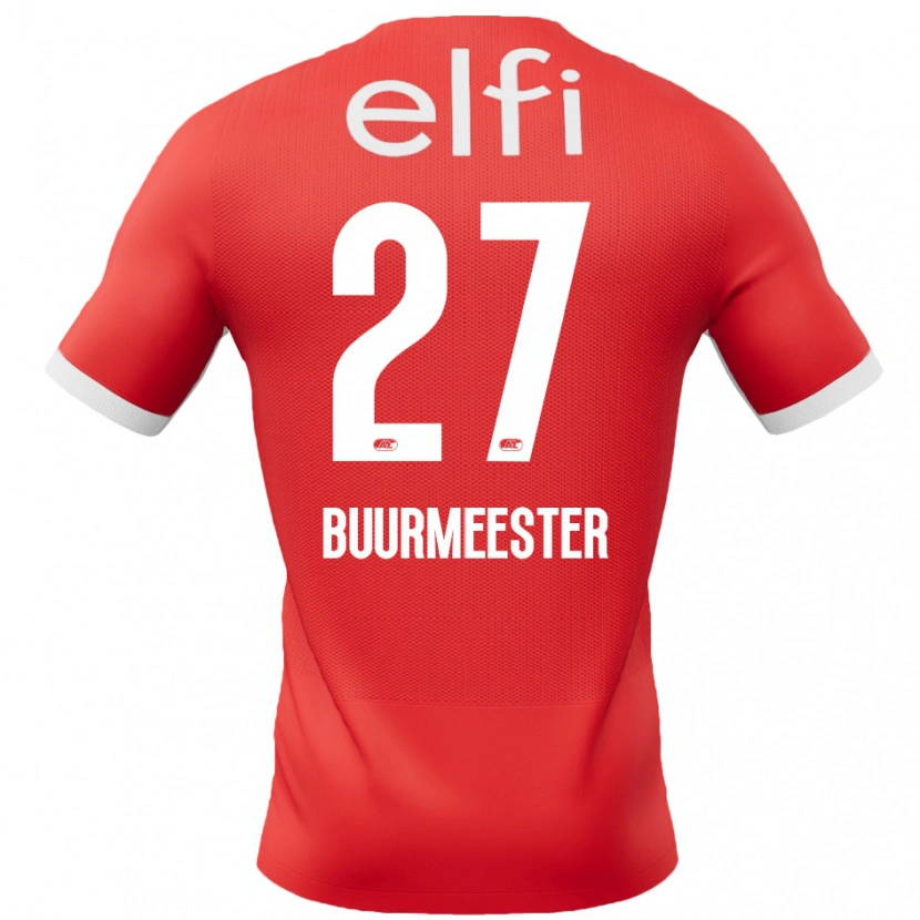 Danxen Mænd Zico Buurmeester #27 Rød Hvid Hjemmebane Spillertrøjer 2024/25 Trøje T-Shirt