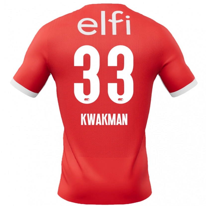 Danxen Mænd Dave Kwakman #33 Rød Hvid Hjemmebane Spillertrøjer 2024/25 Trøje T-Shirt