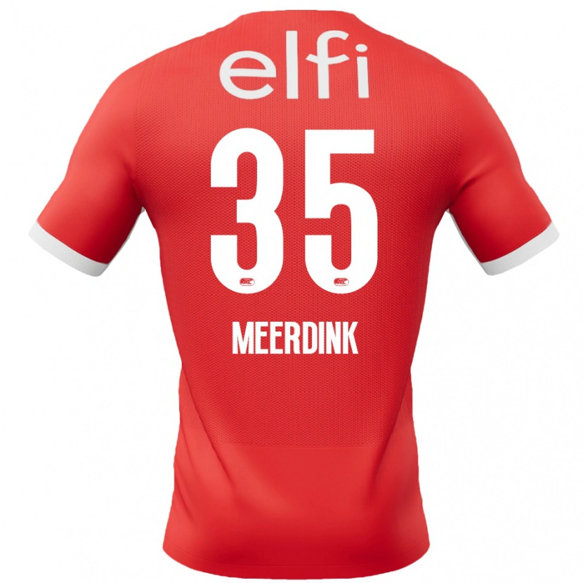 Danxen Mænd Mexx Meerdink #35 Rød Hvid Hjemmebane Spillertrøjer 2024/25 Trøje T-Shirt