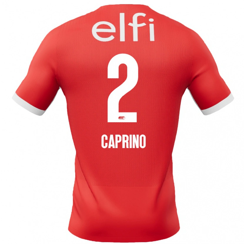 Danxen Mænd Ginia Caprino #2 Rød Hvid Hjemmebane Spillertrøjer 2024/25 Trøje T-Shirt