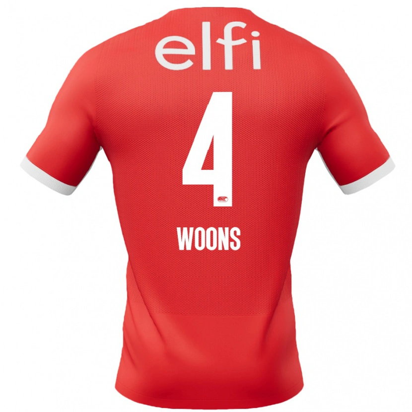 Danxen Mænd Karlijn Woons #4 Rød Hvid Hjemmebane Spillertrøjer 2024/25 Trøje T-Shirt