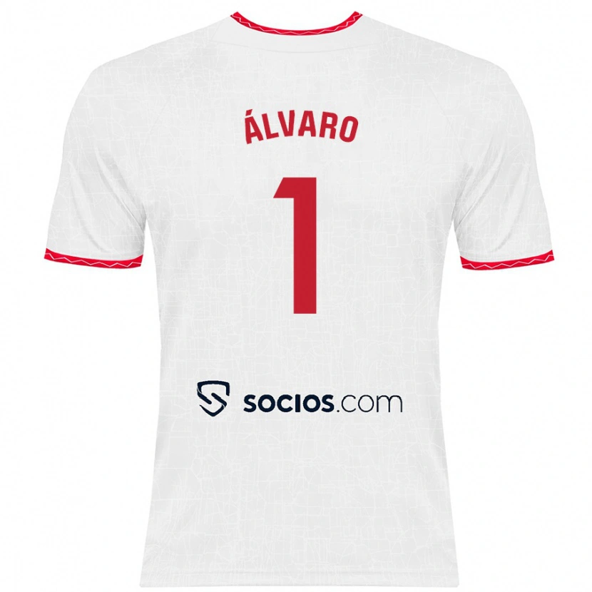 Danxen Mænd Álvaro Fernández #1 Hvid Rød Hjemmebane Spillertrøjer 2024/25 Trøje T-Shirt