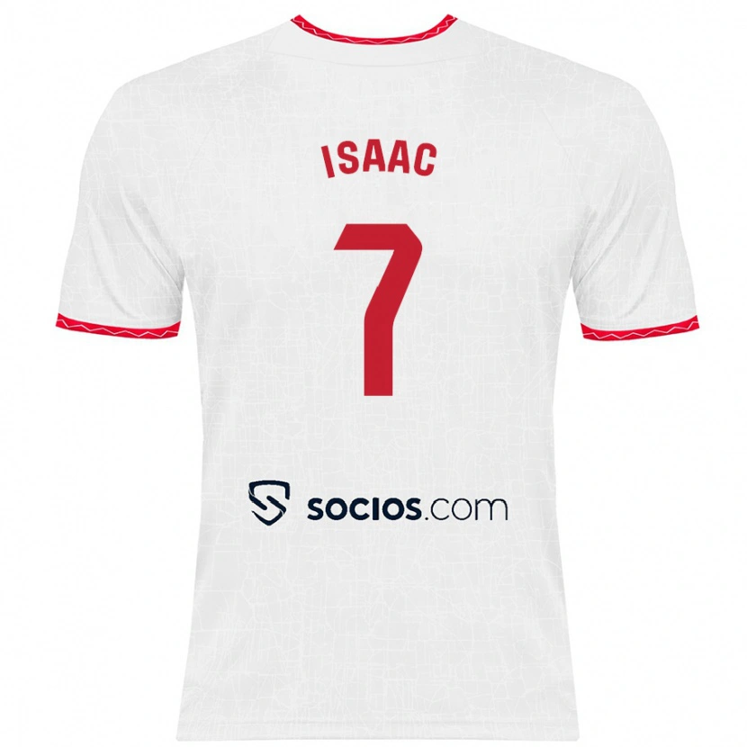 Danxen Mænd Isaac Romero #7 Hvid Rød Hjemmebane Spillertrøjer 2024/25 Trøje T-Shirt