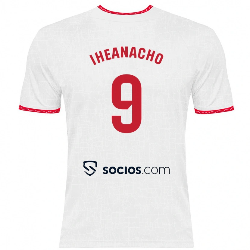 Danxen Mænd Kelechi Iheanacho #9 Hvid Rød Hjemmebane Spillertrøjer 2024/25 Trøje T-Shirt