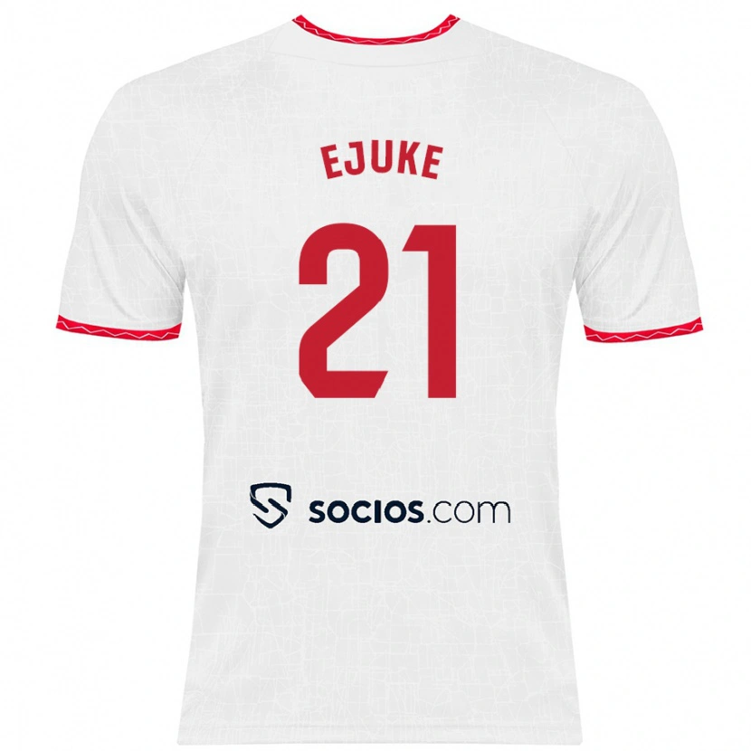 Danxen Mænd Chidera Ejuke #21 Hvid Rød Hjemmebane Spillertrøjer 2024/25 Trøje T-Shirt