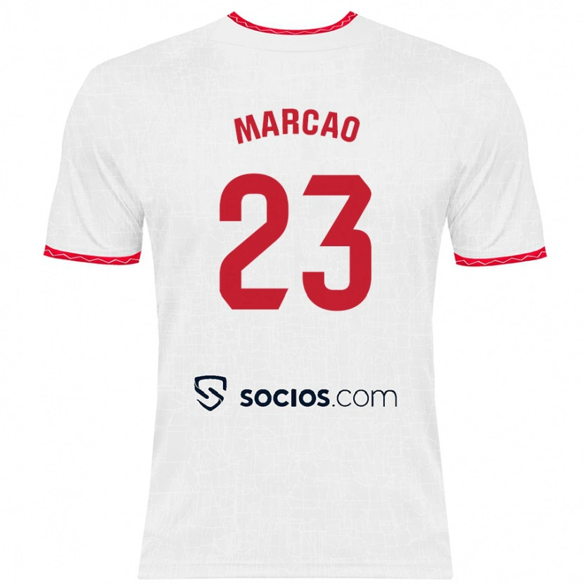 Danxen Mænd Marcão #23 Hvid Rød Hjemmebane Spillertrøjer 2024/25 Trøje T-Shirt